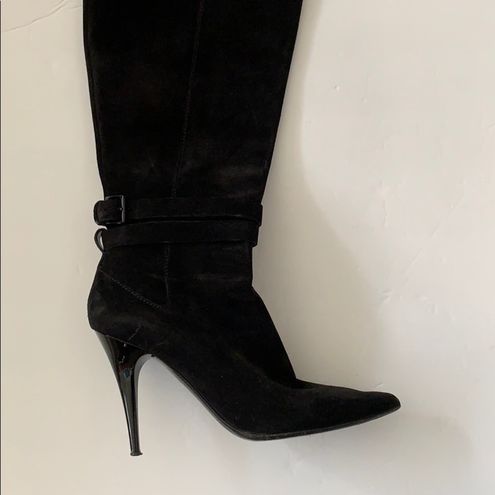 Burberry Black suede boots heels 37 7 Italy Zipper C Photos for best description - Picture 9 of 14